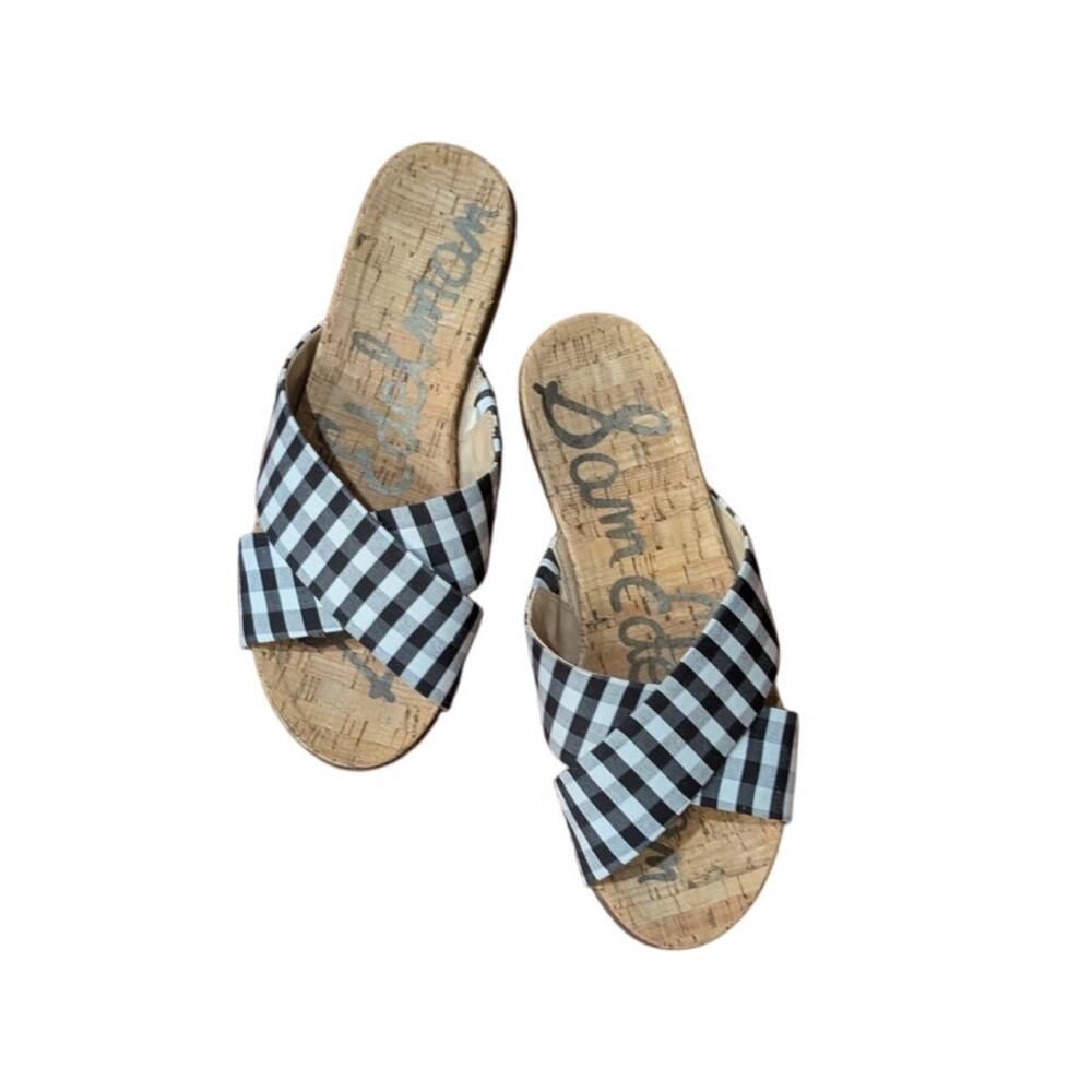 Sam Edelman Hattie Gingham Cross Slide  Size 7